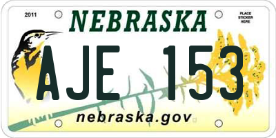 NE license plate AJE153