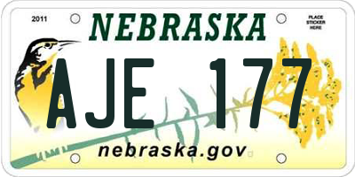 NE license plate AJE177