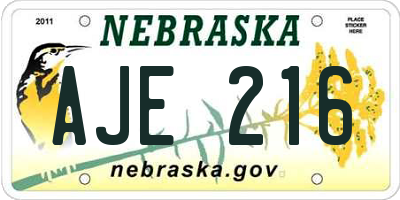 NE license plate AJE216