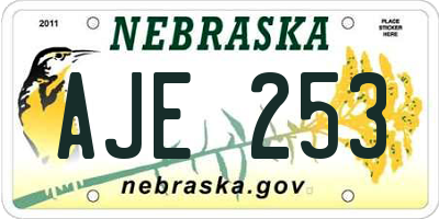 NE license plate AJE253