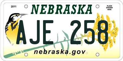 NE license plate AJE258
