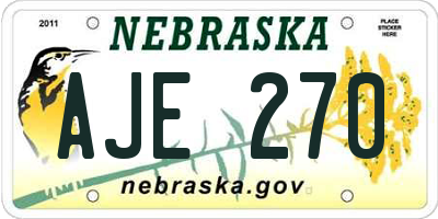 NE license plate AJE270