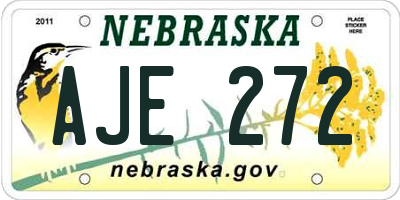 NE license plate AJE272