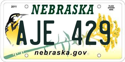 NE license plate AJE429