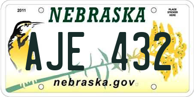 NE license plate AJE432