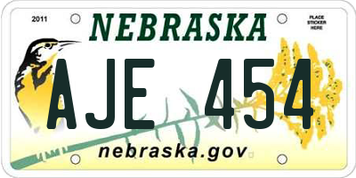 NE license plate AJE454