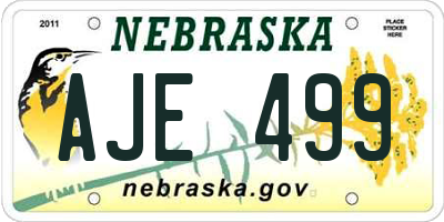 NE license plate AJE499