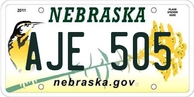 NE license plate AJE505