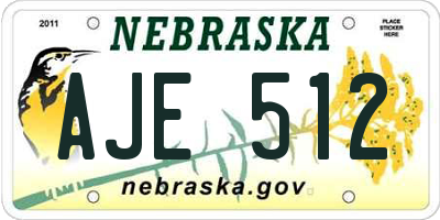 NE license plate AJE512