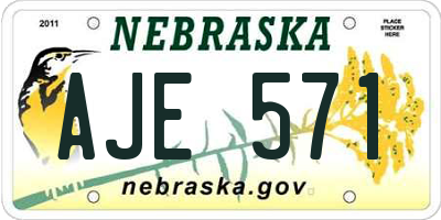 NE license plate AJE571