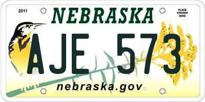 NE license plate AJE573