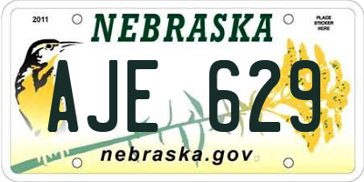 NE license plate AJE629