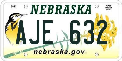 NE license plate AJE632