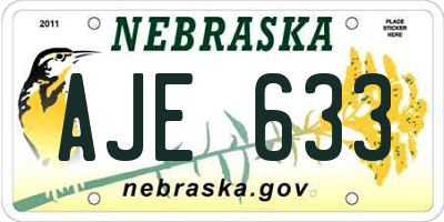 NE license plate AJE633