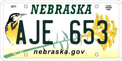 NE license plate AJE653