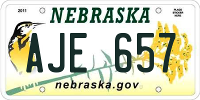 NE license plate AJE657