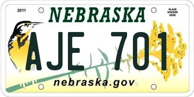 NE license plate AJE701