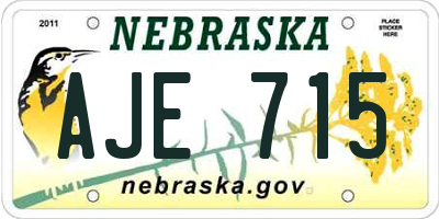 NE license plate AJE715