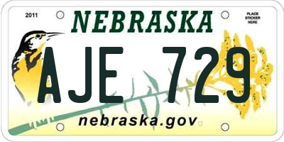 NE license plate AJE729
