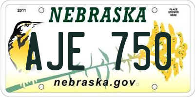NE license plate AJE750