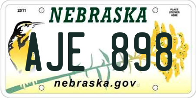 NE license plate AJE898