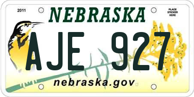 NE license plate AJE927