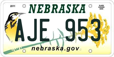 NE license plate AJE953