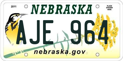 NE license plate AJE964