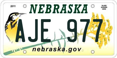 NE license plate AJE977