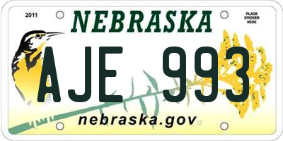 NE license plate AJE993