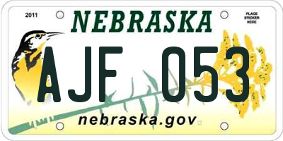 NE license plate AJF053