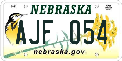 NE license plate AJF054