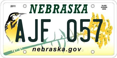 NE license plate AJF057