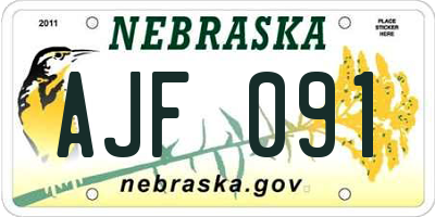 NE license plate AJF091