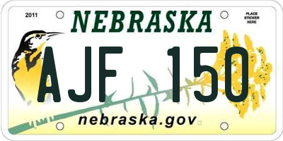 NE license plate AJF150