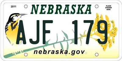NE license plate AJF179