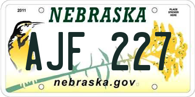 NE license plate AJF227