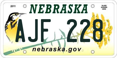 NE license plate AJF228