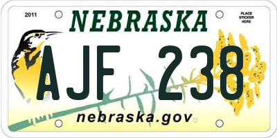 NE license plate AJF238