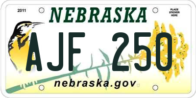 NE license plate AJF250