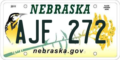 NE license plate AJF272