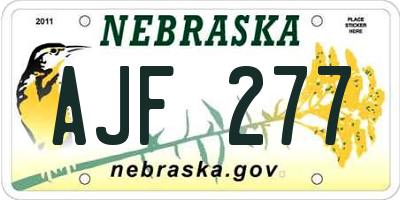 NE license plate AJF277
