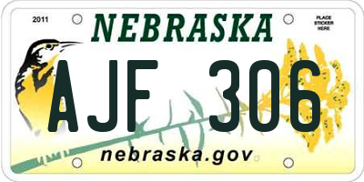 NE license plate AJF306