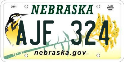 NE license plate AJF324
