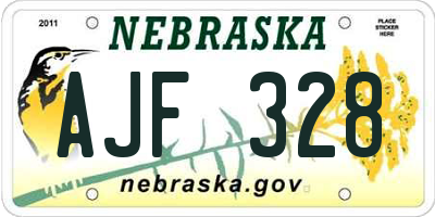 NE license plate AJF328