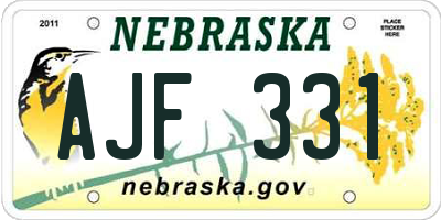NE license plate AJF331