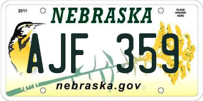 NE license plate AJF359