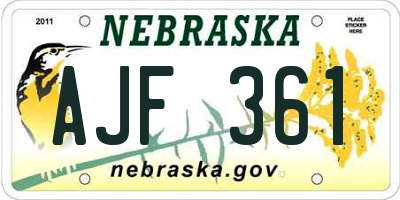 NE license plate AJF361