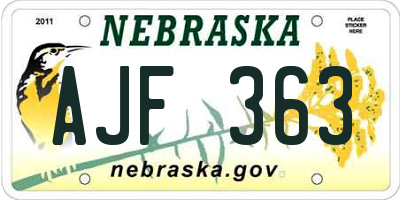 NE license plate AJF363