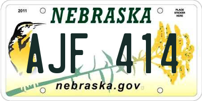 NE license plate AJF414
